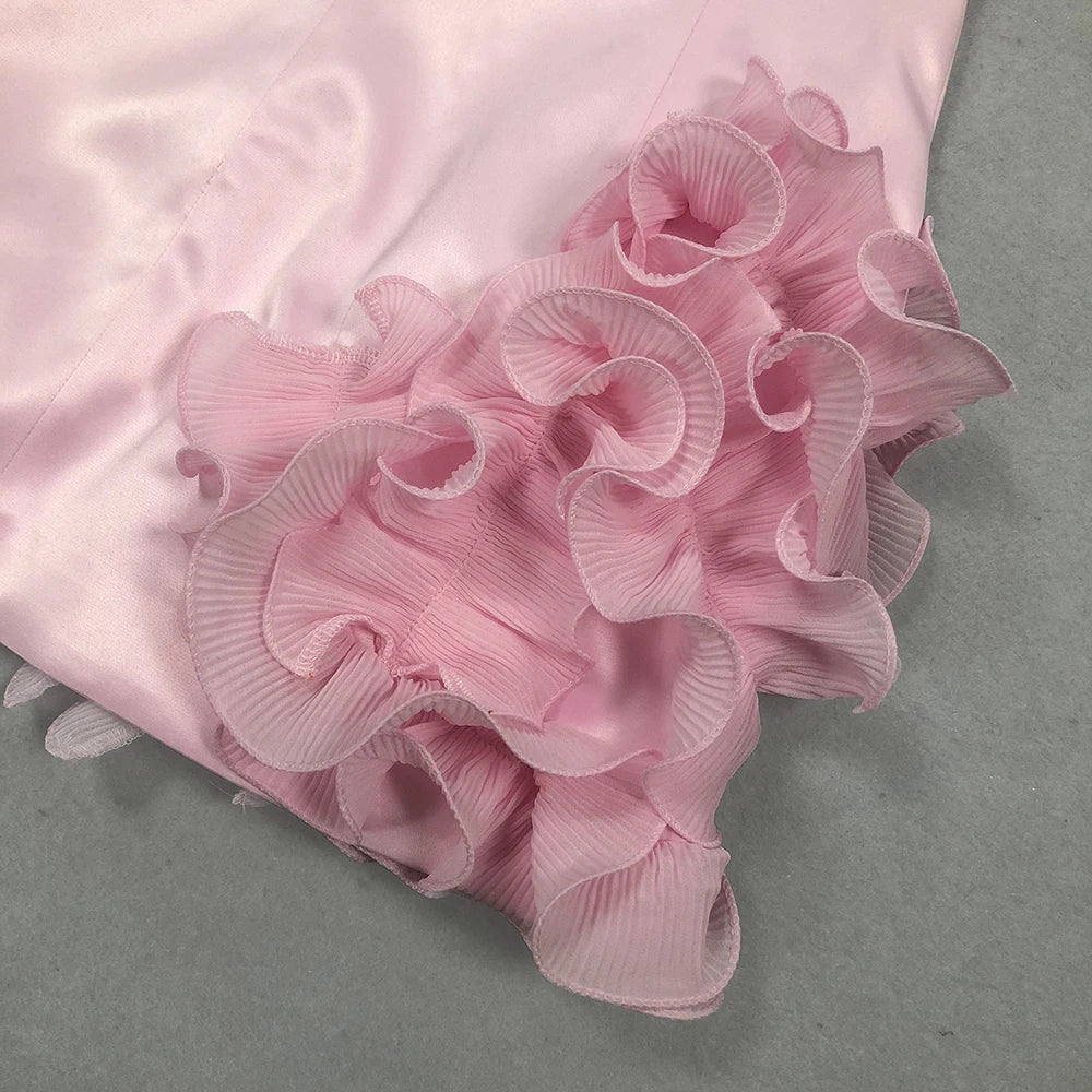 Deep V-Neck Ruched Flowers Mini Dress