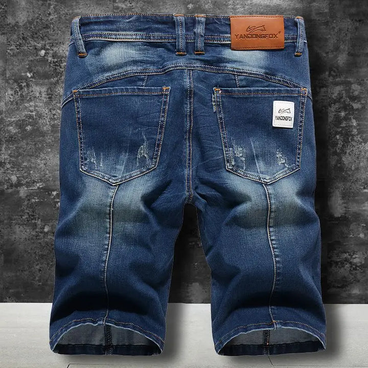 Trendy Elastic Ripped Splicing Denim Pants