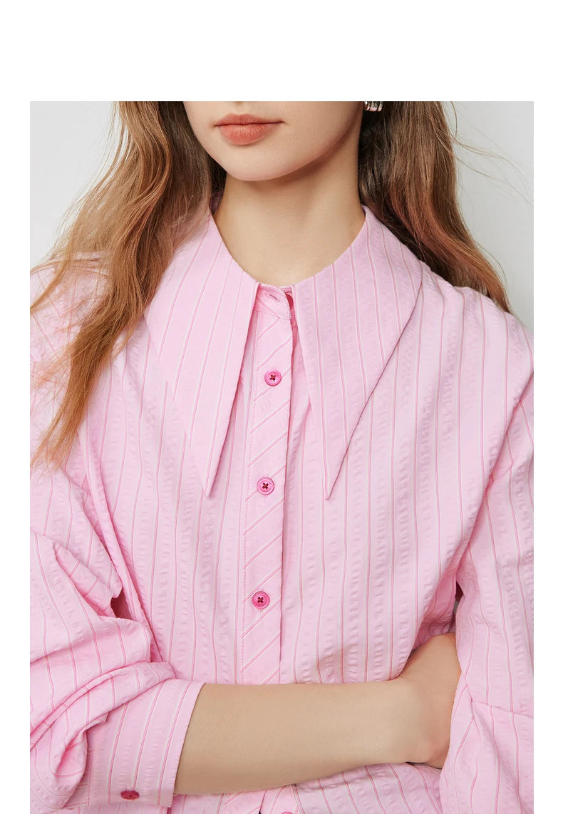 Peter Pan Collar Striped Blouse