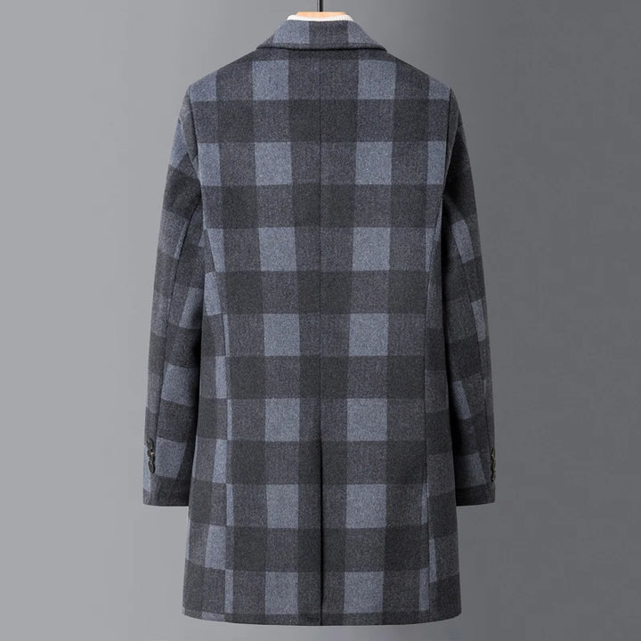 Classy Plaid Woolen Trench Coat
