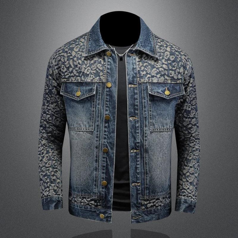 Premium Spliced Jacquard Denim Jacket