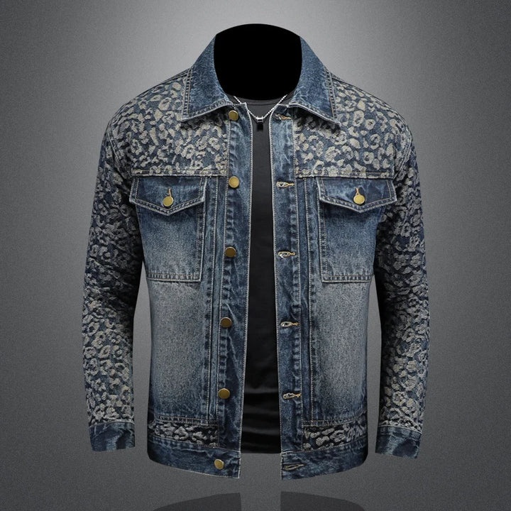 Premium Spliced Jacquard Denim Jacket