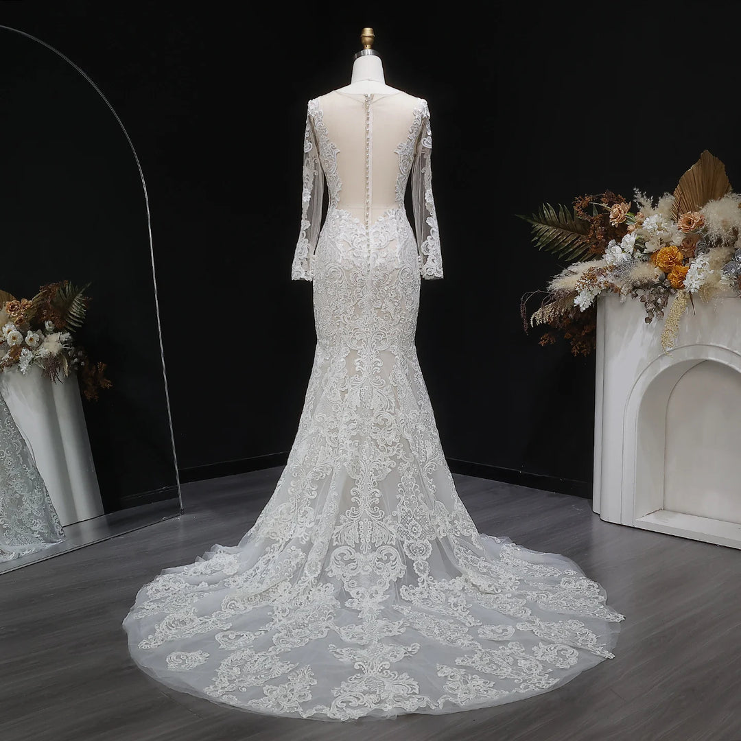 Romantic Long Sleeves Princess Wedding Gown