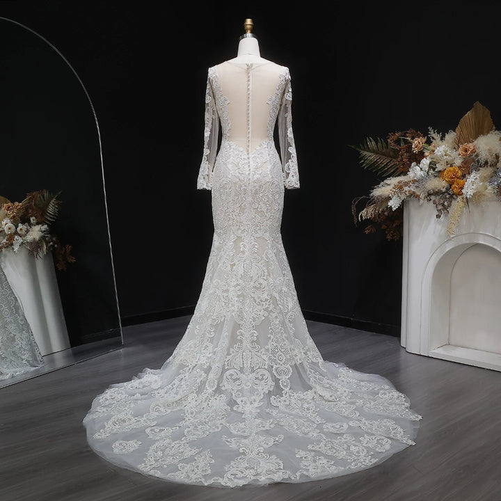 Romantic Long Sleeves Princess Wedding Gown
