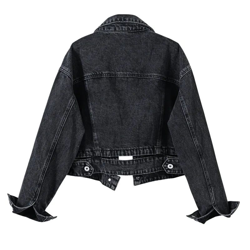 Classic Lapel Single-breasted Denim Coat