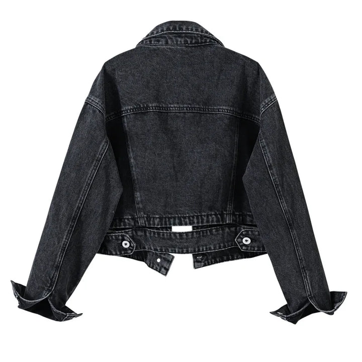 Classic Lapel Single-breasted Denim Coat