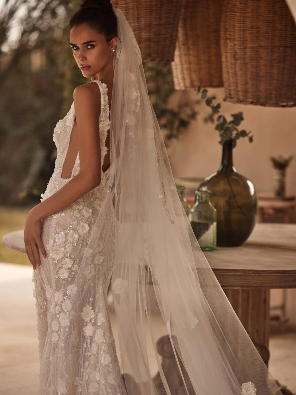Luxury 3D Flowers Wedding Gown