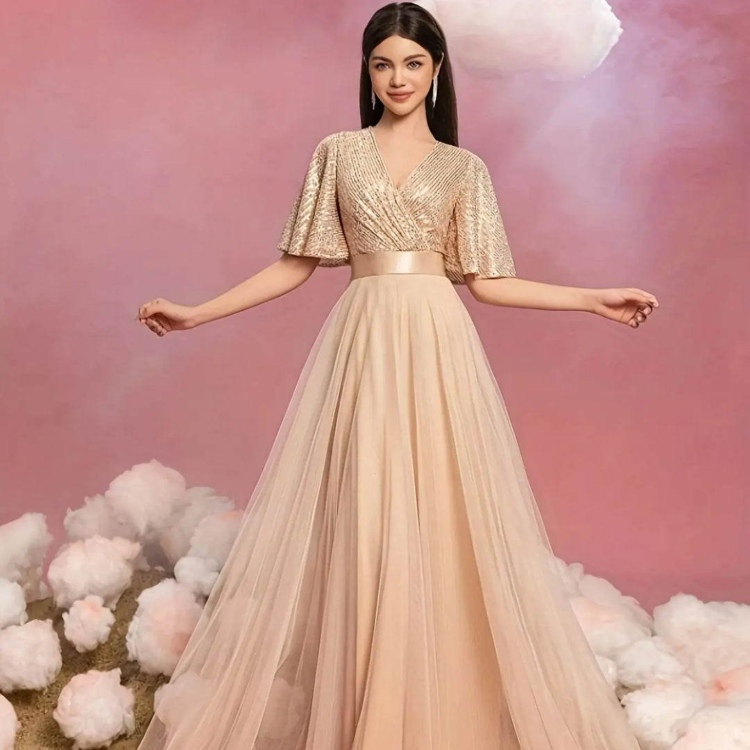 Alluring Flared Sleeves Evening Gown