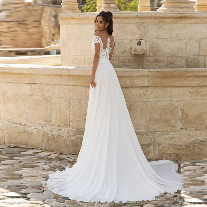 Charming Side Slit Chiffon Bridal Dress