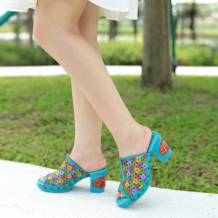 Elegant Hand-Painted Leather Sandals