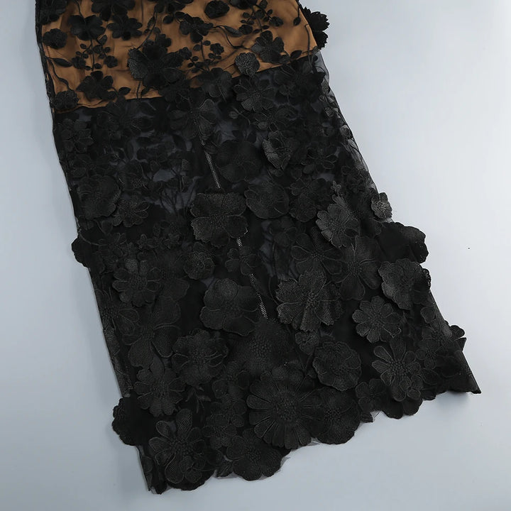 Glamorous Nights Mesh Flower Maxi Dress