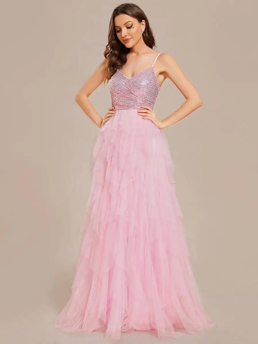 Pure Sequins A-line Prom Dress