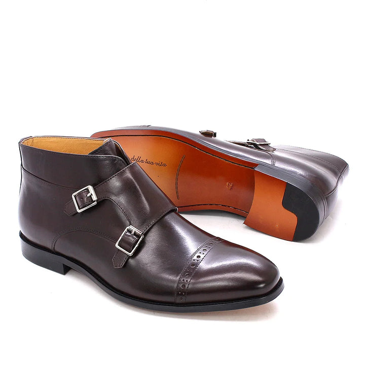 Premium Double Monk Straps Leather Boots