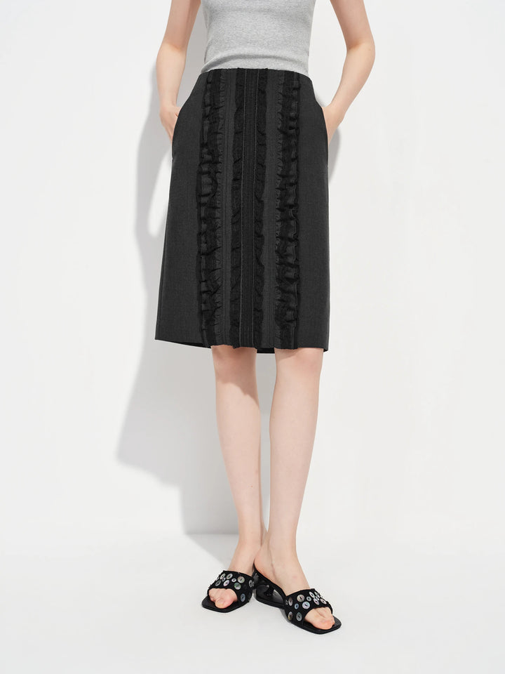 Charming Lace Trim Midi Skirt