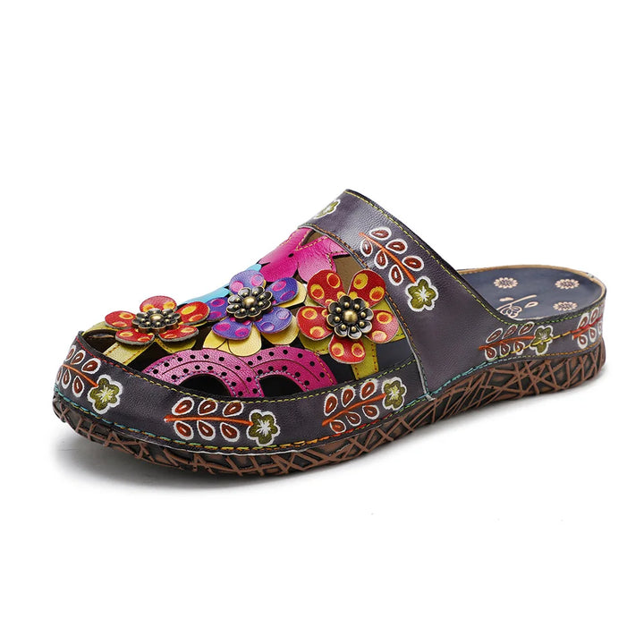 Luxury Hand-painted Flower Flat Slippers
