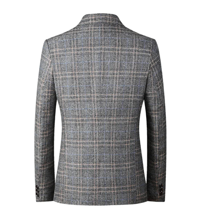 Decent Plaid Striped Gentleman Blazer