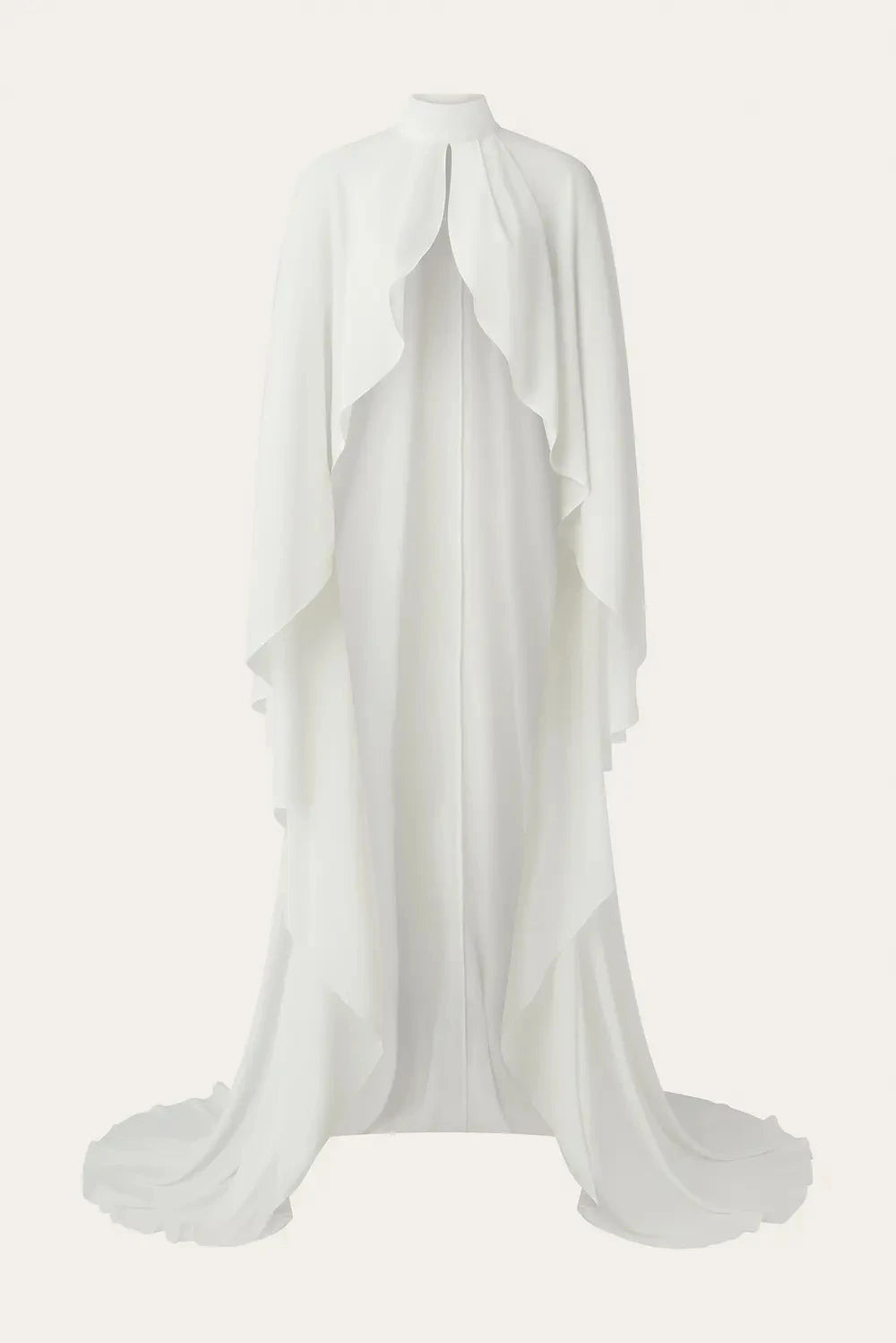 Elegant Long High Neck Bridal Cape