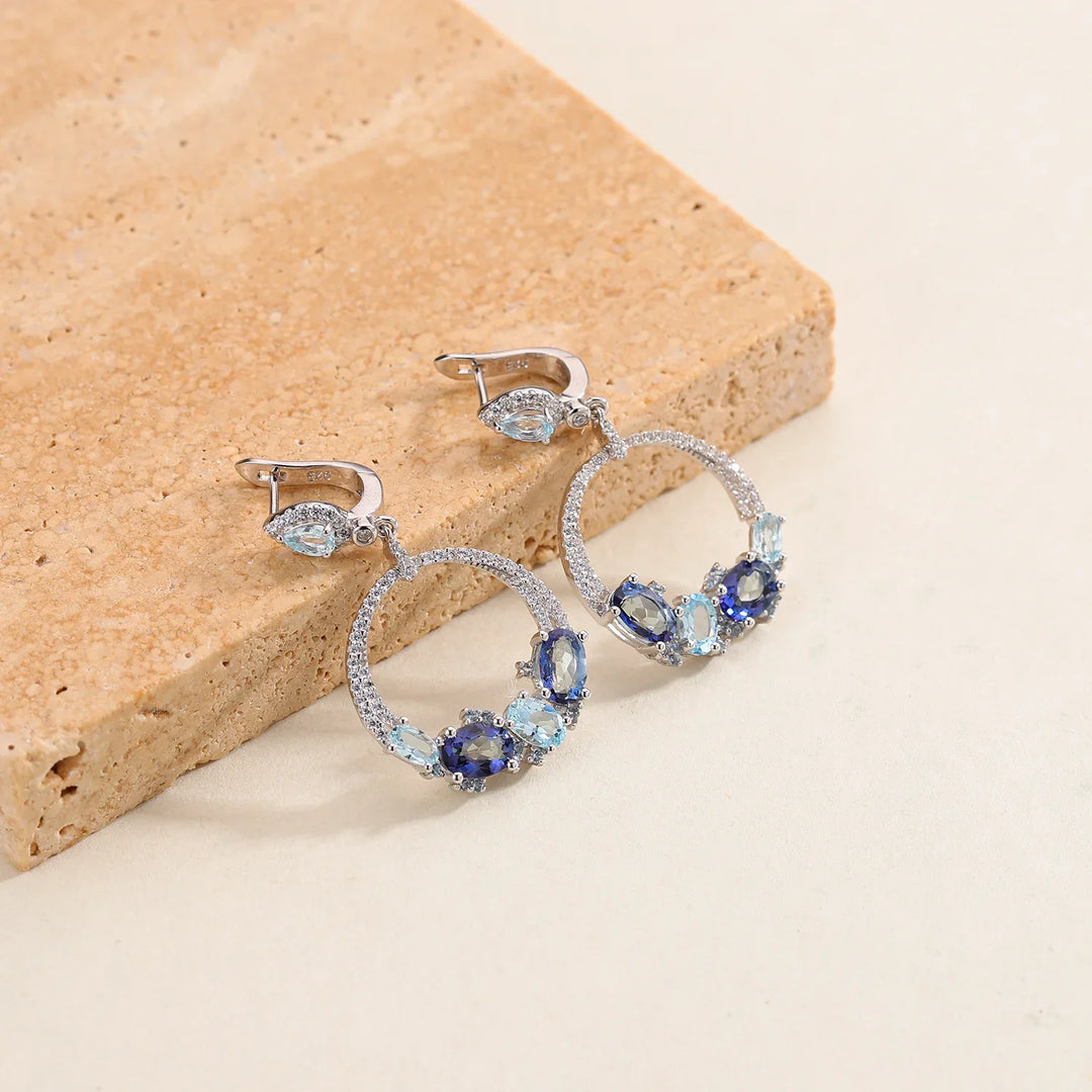 Shiny Topaz Statement Dangle Earrings