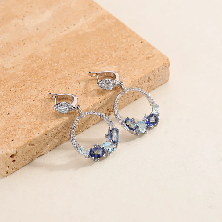 Shiny Topaz Statement Dangle Earrings