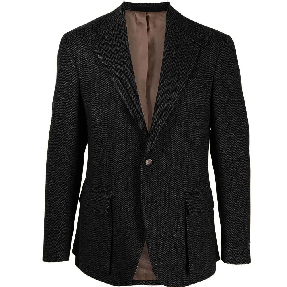 Handsome Patterned Herringbone Blazer