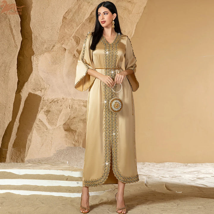 Luxury Diamonds Satin Abaya