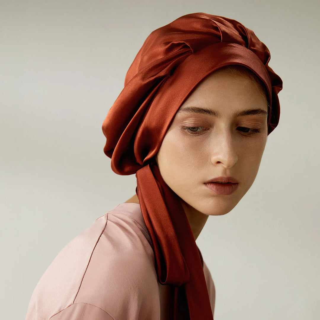 Adjustable Band Pure Silk Tie Bonnet