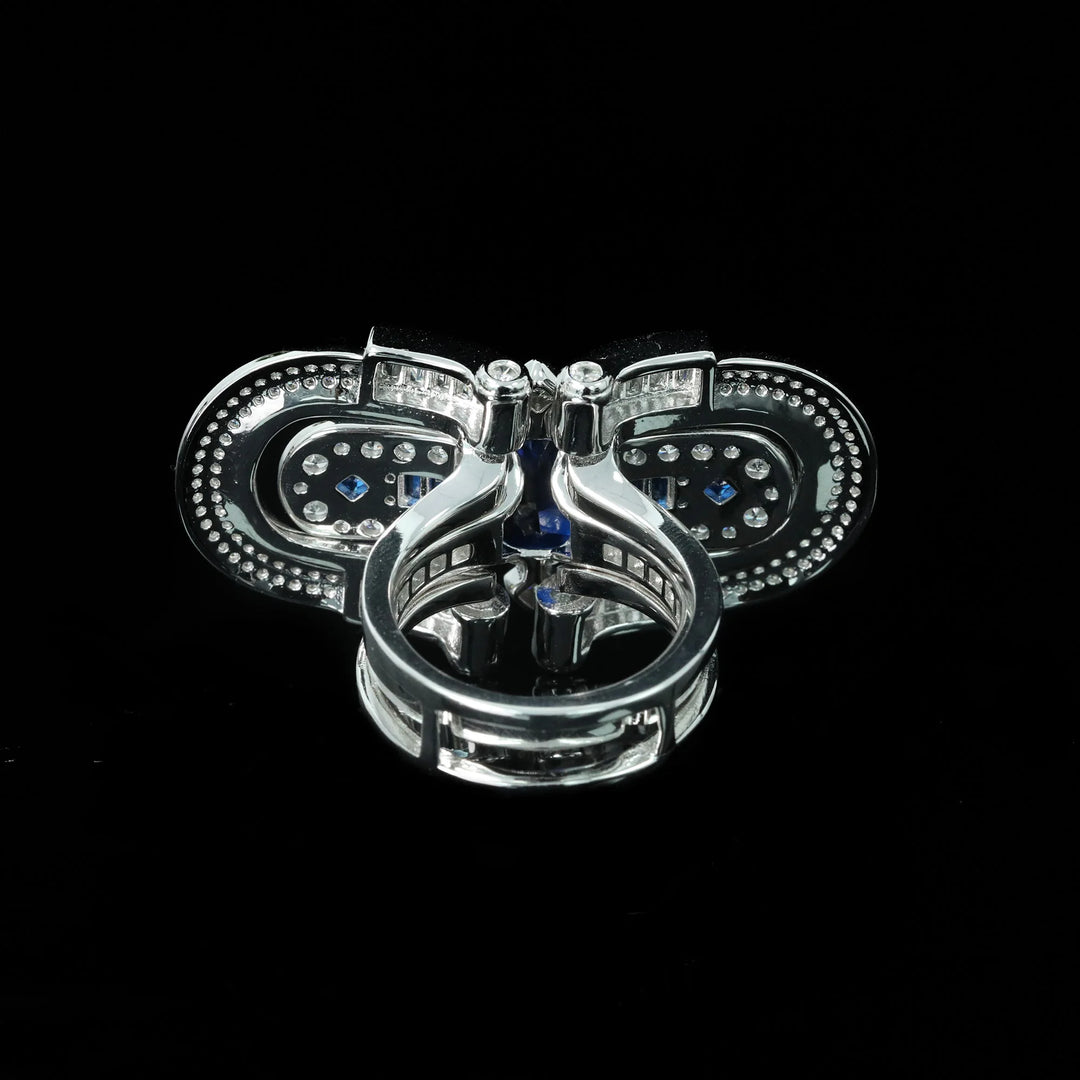 T-Square Emerald Sapphire Gemstone Ring