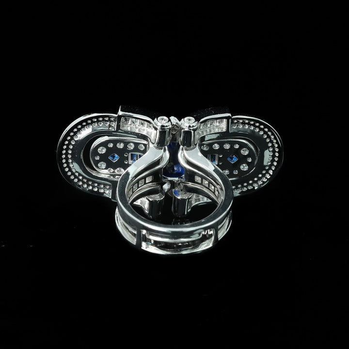 T-Square Emerald Sapphire Gemstone Ring