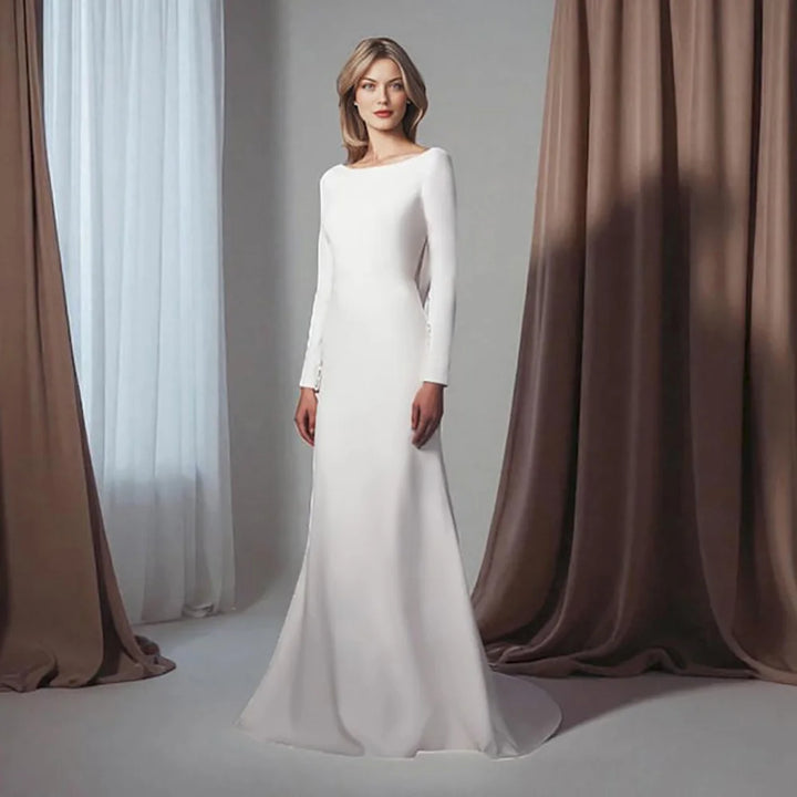 Refined Civil Long Sleeves Bridal Gown