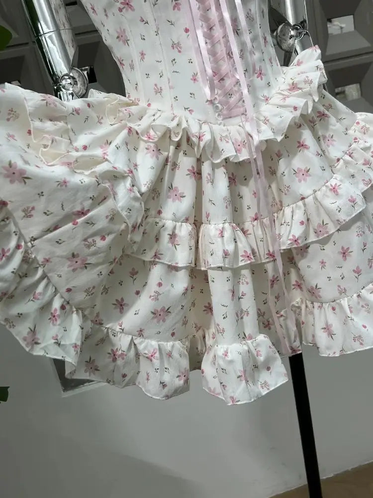 Luxury Lace Printed Two-Pieces Mini Dress