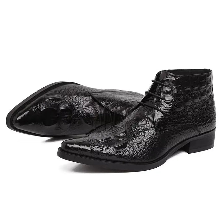 Premium Pointed Toe Cowhide Dress Boots