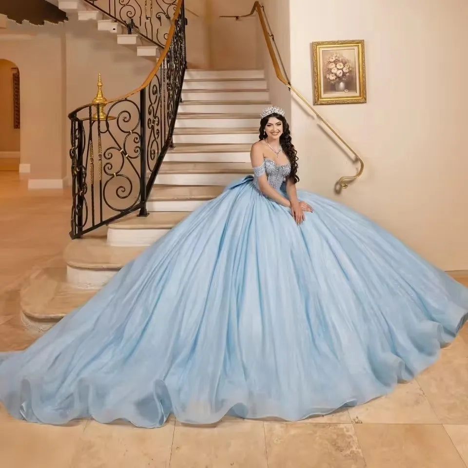 Graceful Shiny Tulle Quinceanera Gown