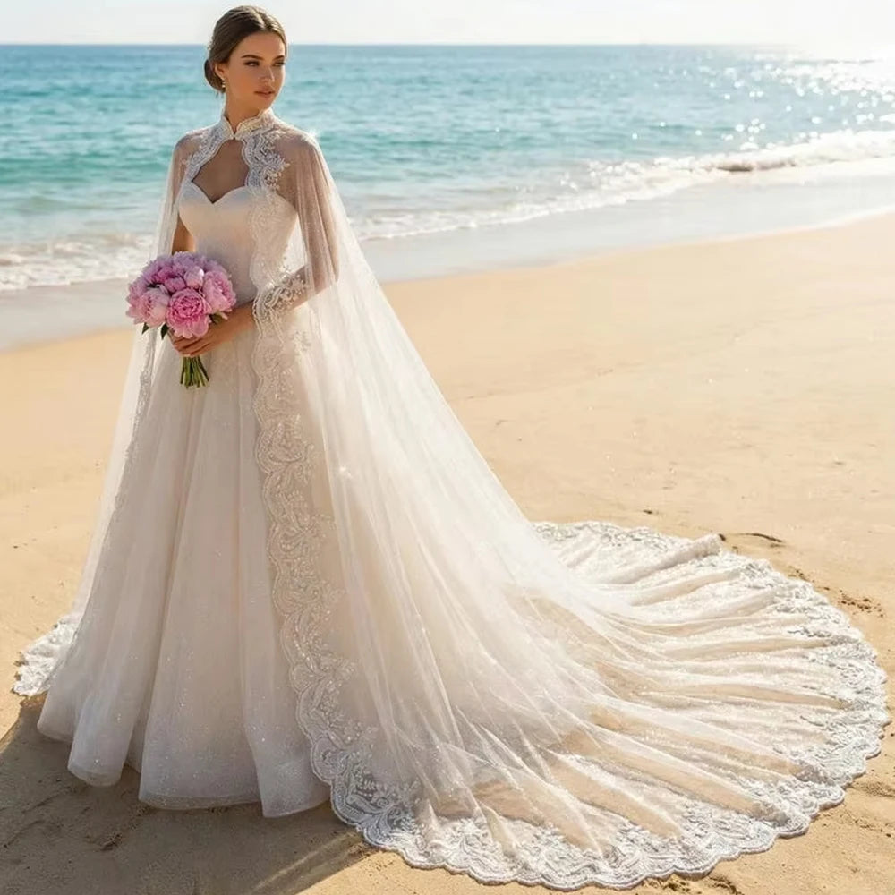 Luxury Appliqued Beaded Wedding Shawl