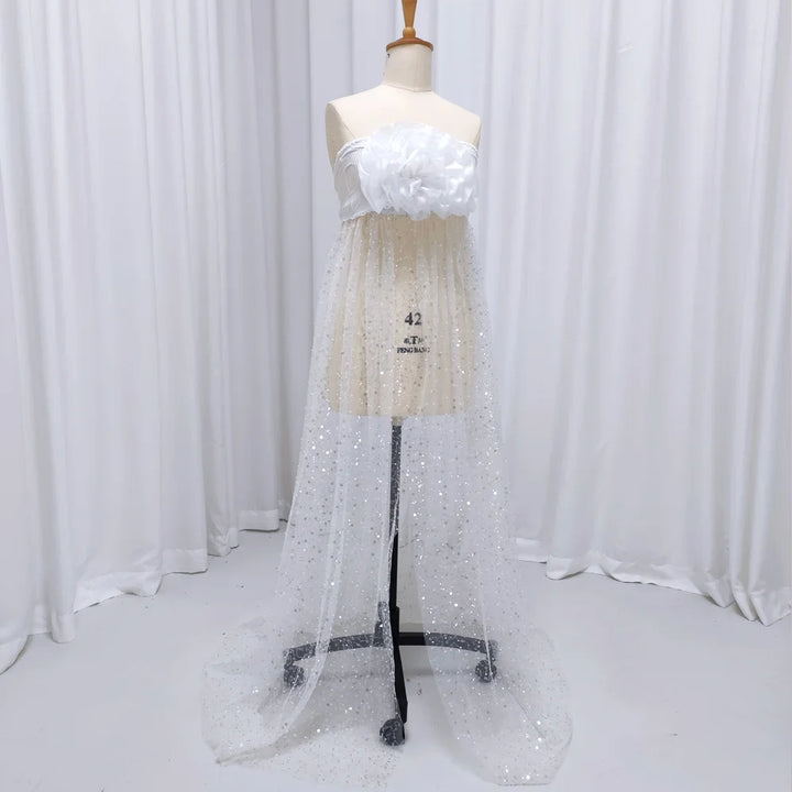 Luxury Transparent Bead Embroidered Maternity Dress