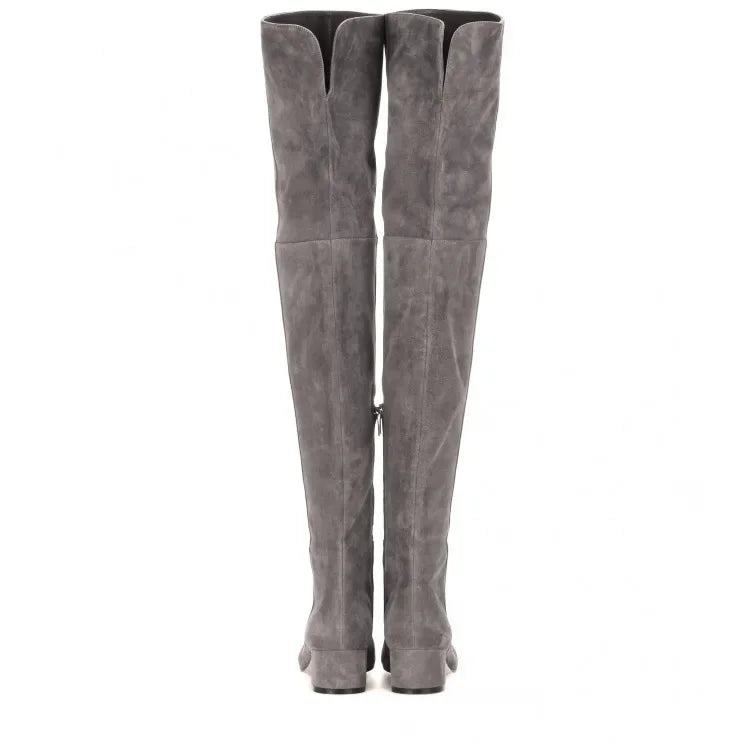 Premium Round Head Mid-heel Boots