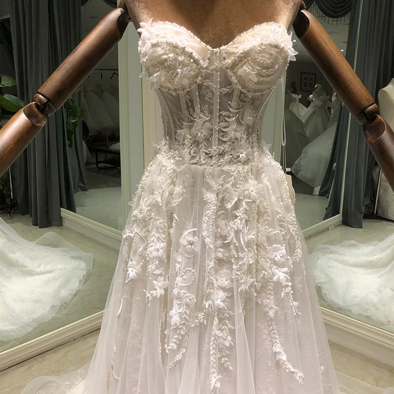 Sweetheart Neck Bohemian Bridal Gown