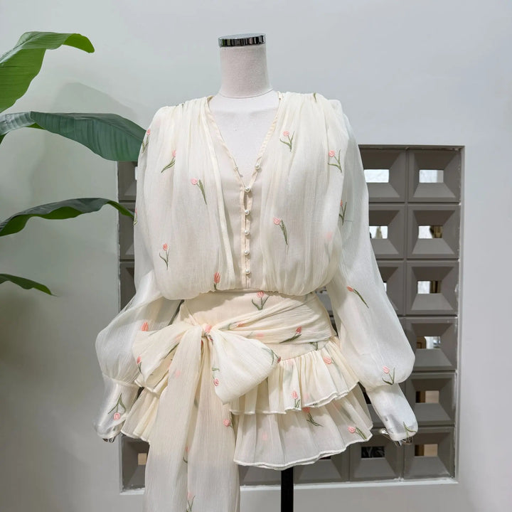 Sweet Embroidered Mini Party Dress
