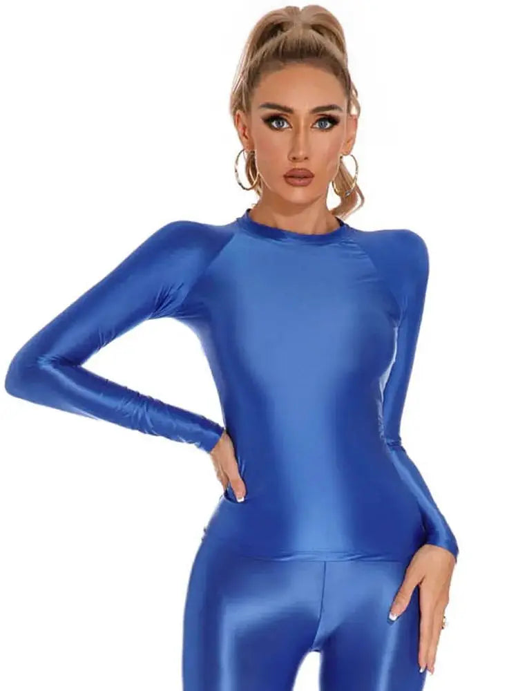 Glossy Shiny Fitness Crop Top