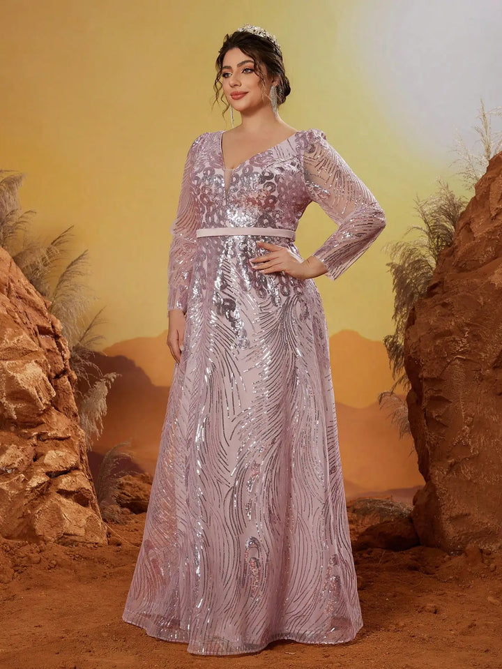 Noble V-neck Plus Size Women's Flowing Dress