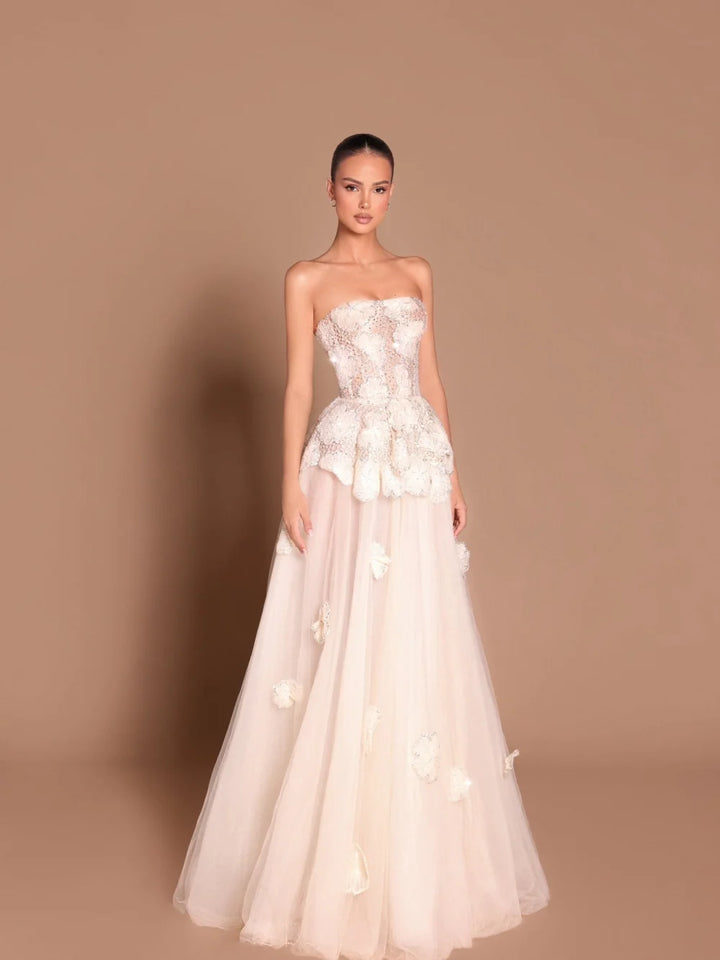 Exquisite 3D Flower Sweetheart-Neck Dress