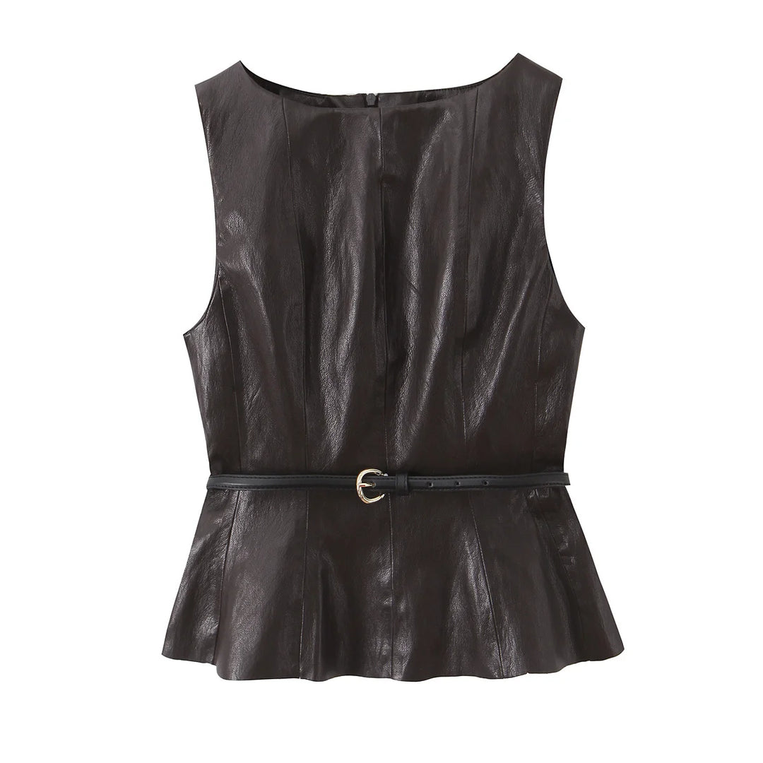 Trendy O Neck Belted Vest