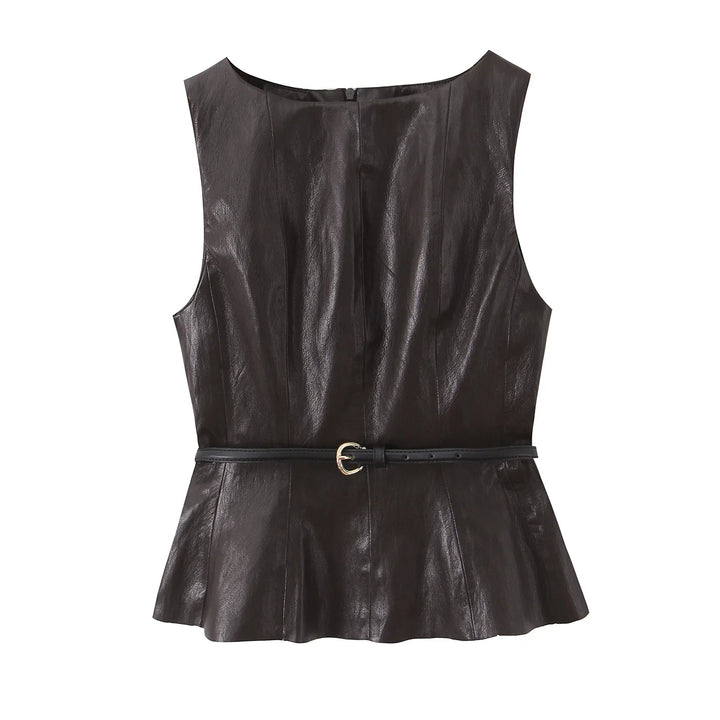 Trendy O Neck Belted Vest