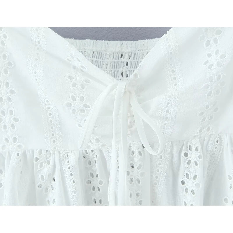 Lovely Hollow Out Embroidered Top