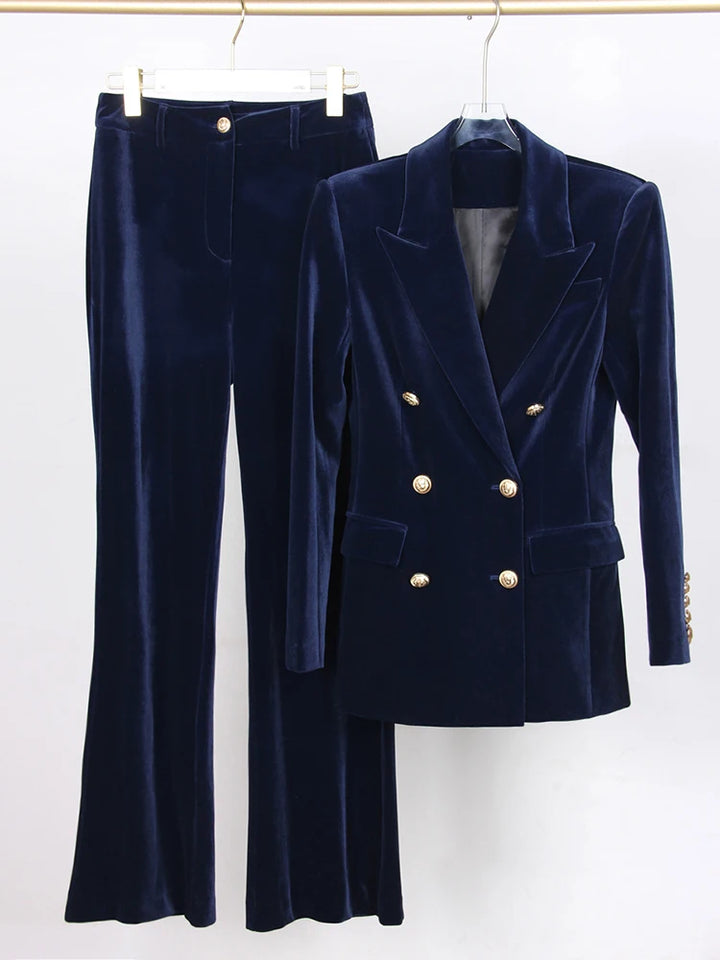 Double Breasted Long Blazer Suit