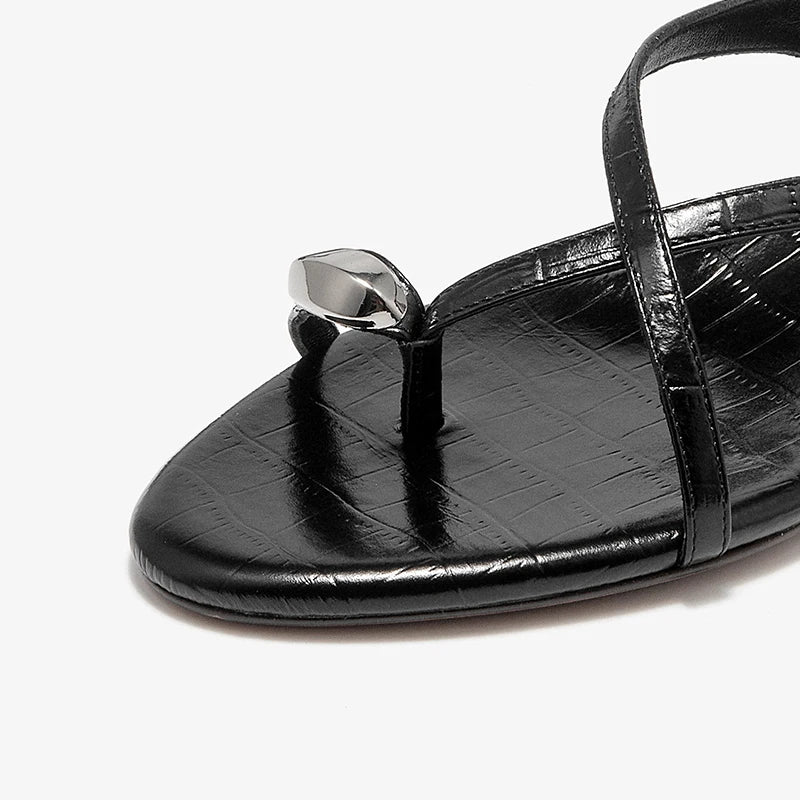 Cross Strap Sleek Leather Sandals