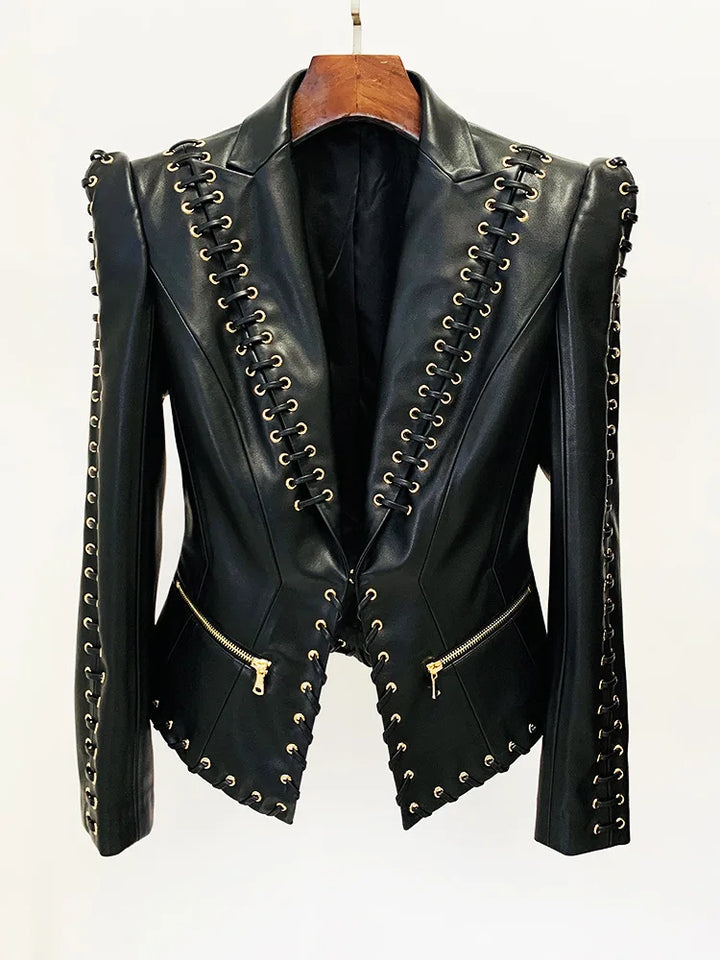 Stunning Rope Lacing Up Slim Fit Blazer