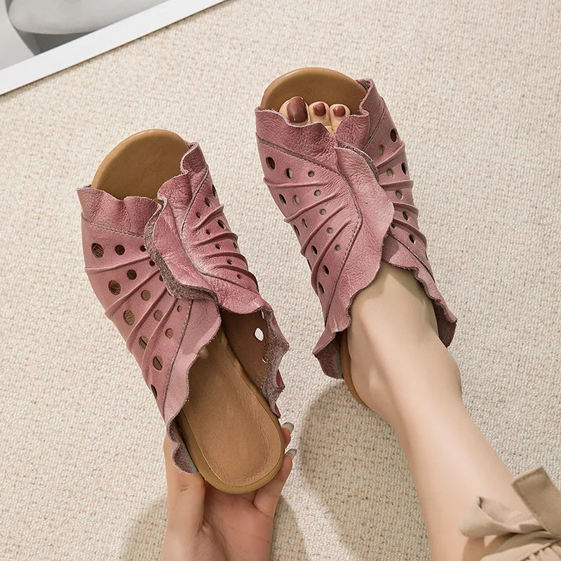 Comfy Hollow Flat Leather Shoes