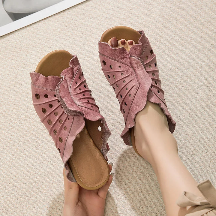 Comfy Hollow Flat Leather Shoes