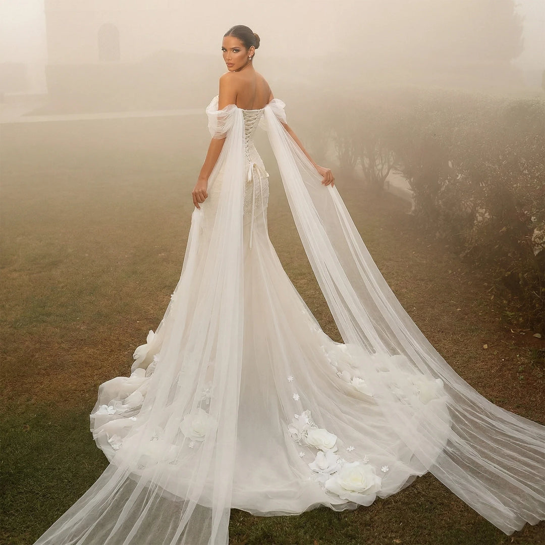 Exquisite 3D Flower Bridal Couture