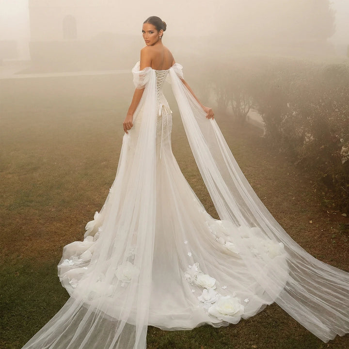 Exquisite 3D Flower Bridal Couture